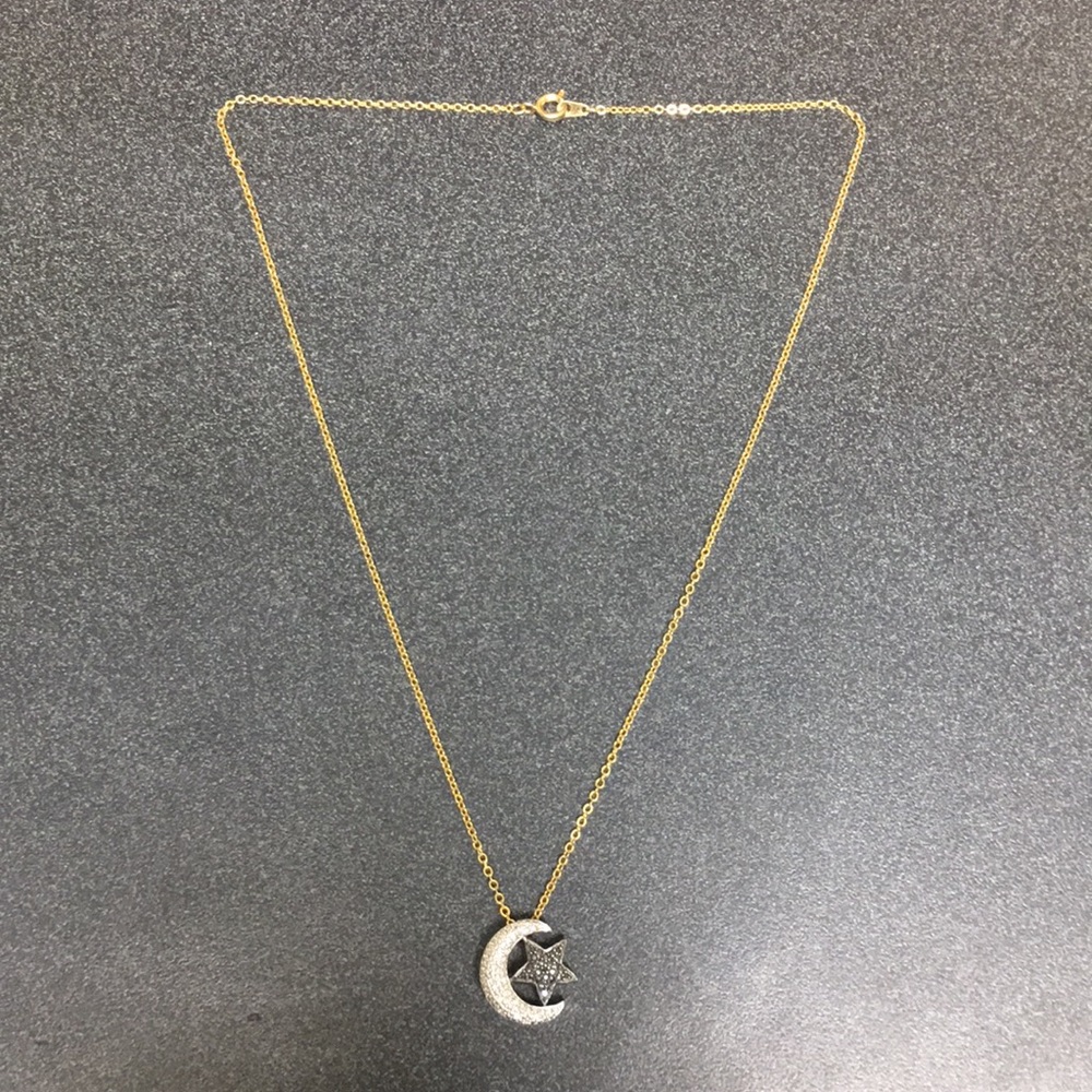 Moon and Star Sterling Silver Necklace NWOT